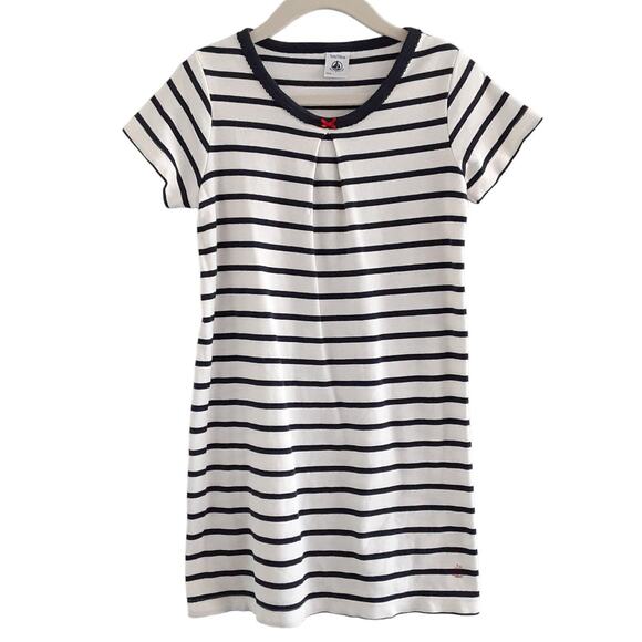 Petit Bateau Other - Petit Bateau Girls 5 Short Sleeve Shirt Dress Nautical Stripe Navy Blue Summer